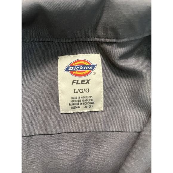 Dickies Flex Men’s Large Gray Long Sleeve Work Shirt Button Front Utility Top - Picture 3 of 7